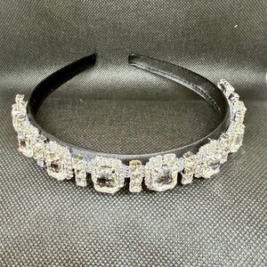Brand New! Bridal/Prom Elegant Black Satin and Crystal Headband